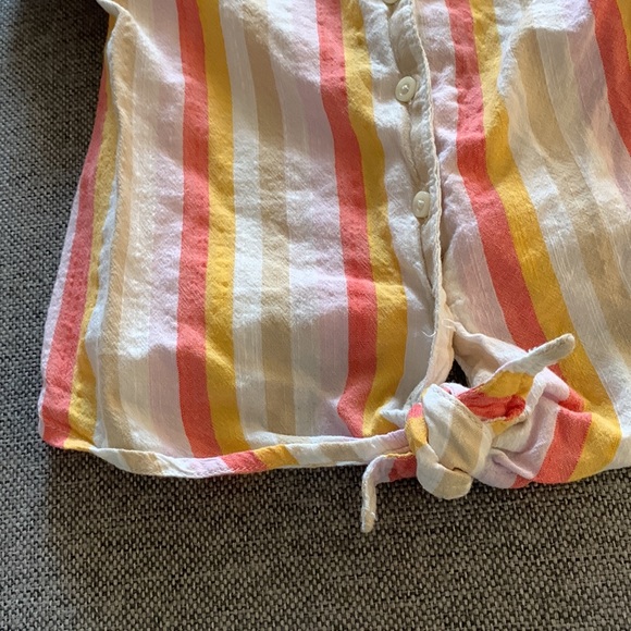 Summer striped button-up short sleeves blouse - Picture 4 of 7